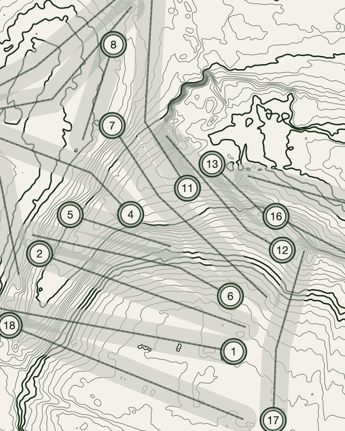 Olton, Warwickshire print, contour detail