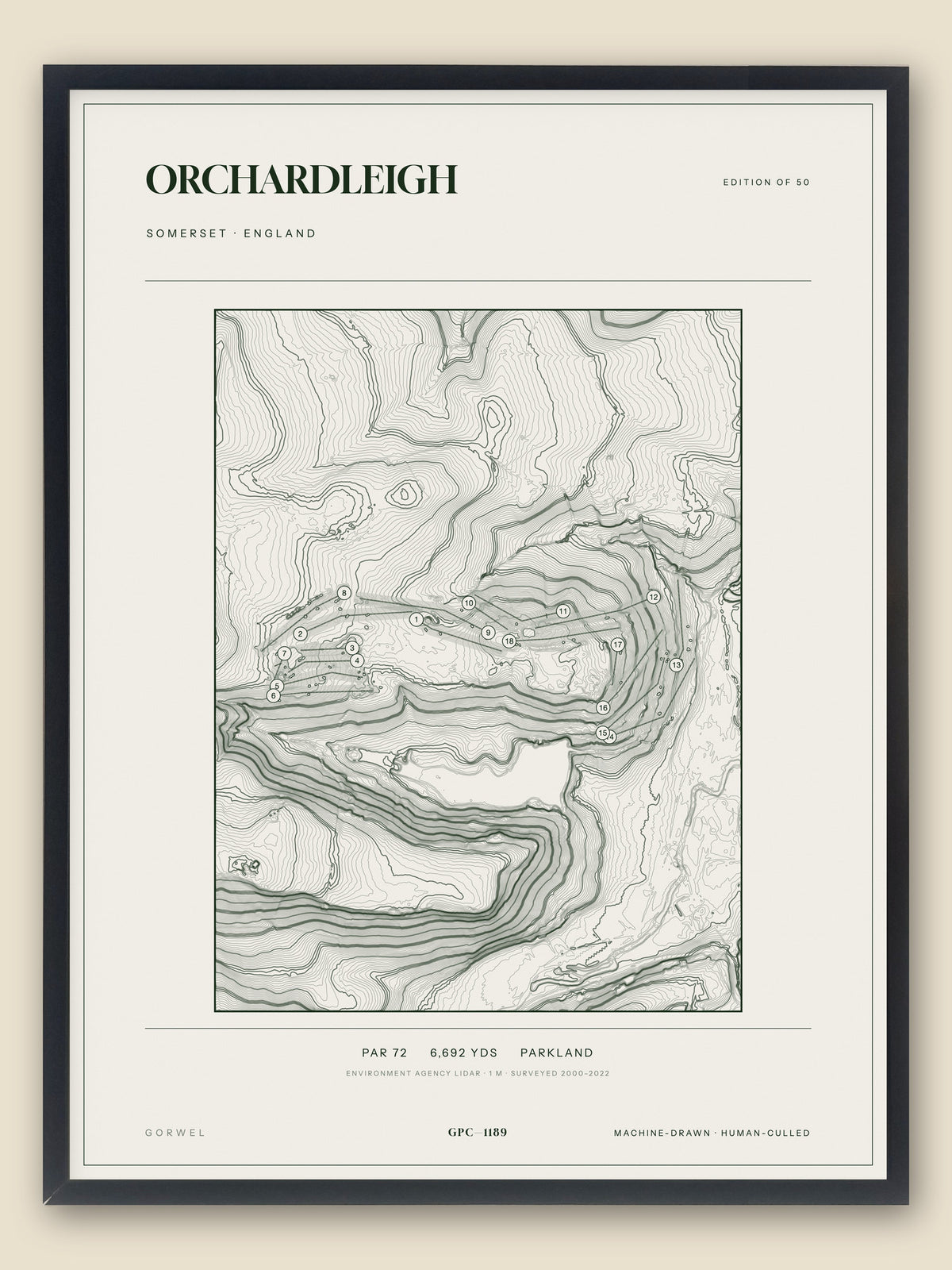 Orchardleigh topographic golf course print — catalogue plate — Gorwel Print Co