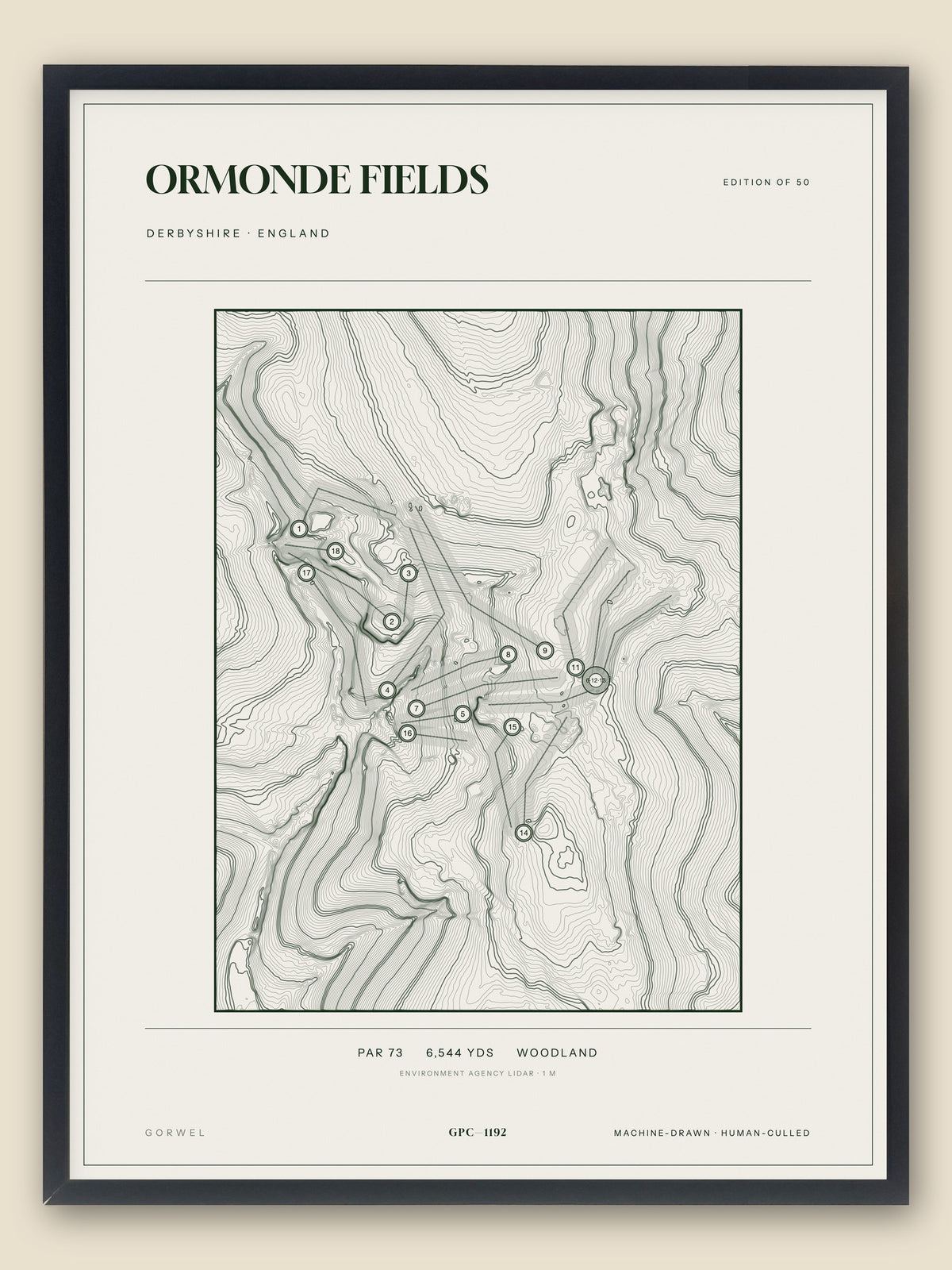 Ormonde Fields topographic golf course print — catalogue plate — Gorwel Print Co
