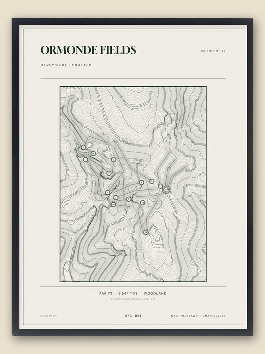 Ormonde Fields topographic golf course print — catalogue plate — Gorwel Print Co