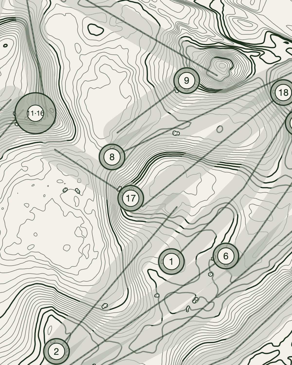 Oswestry, Shropshire print, contour detail