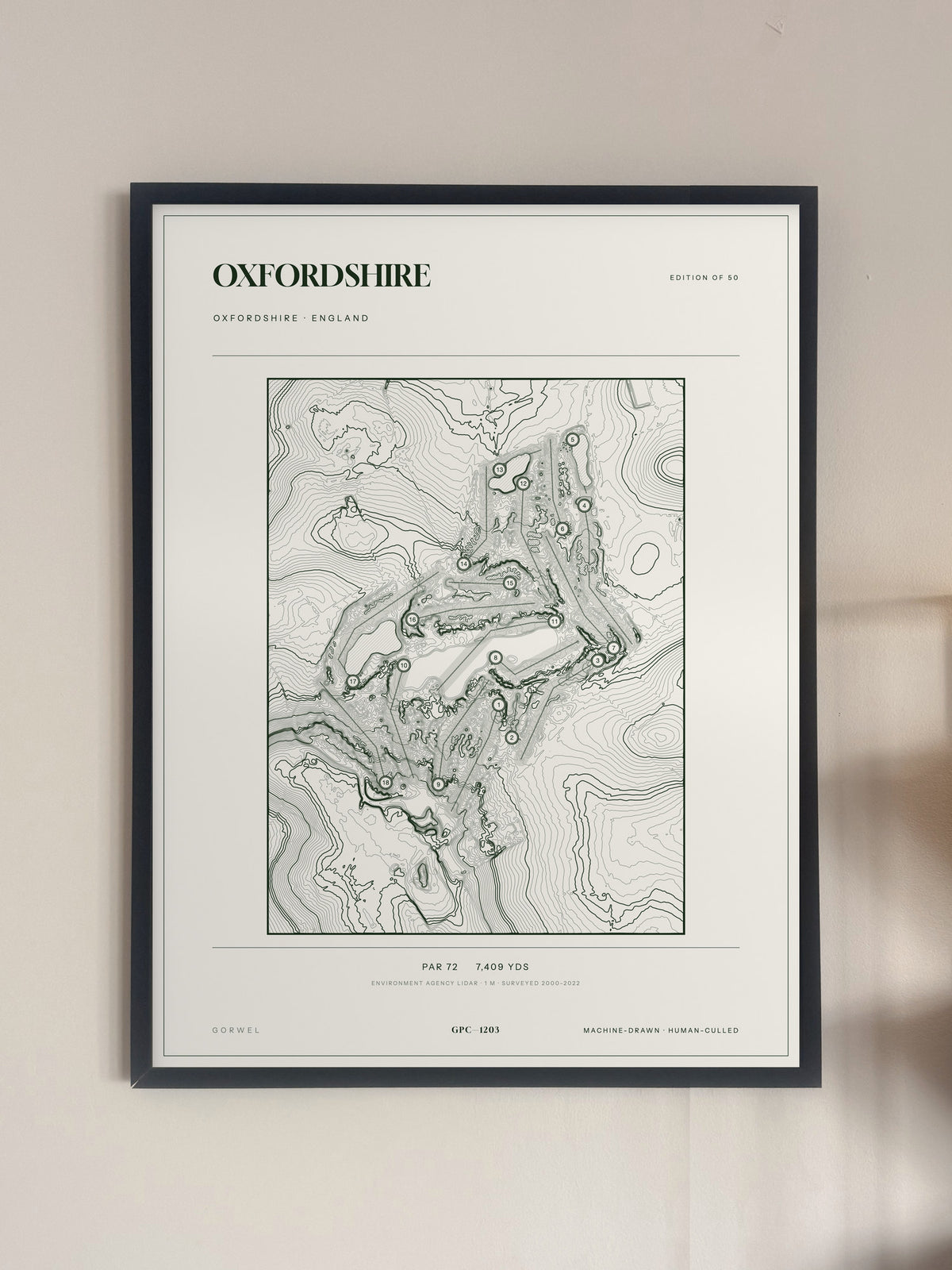 Oxfordshire, Oxfordshire print, framed, on a wall