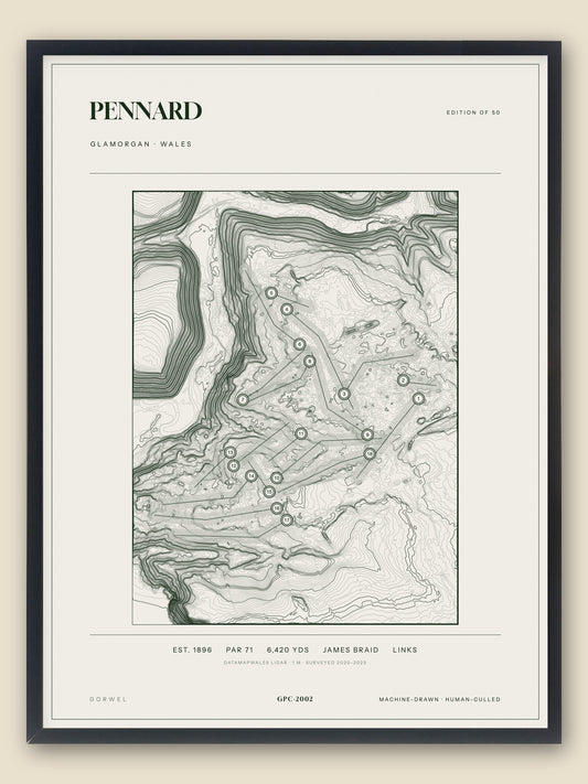 Pennard topographic golf course print — catalogue plate — Gorwel Print Co
