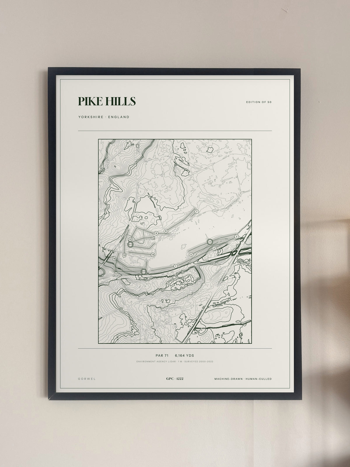 Pike Hills, Yorkshire print, framed, on a wall