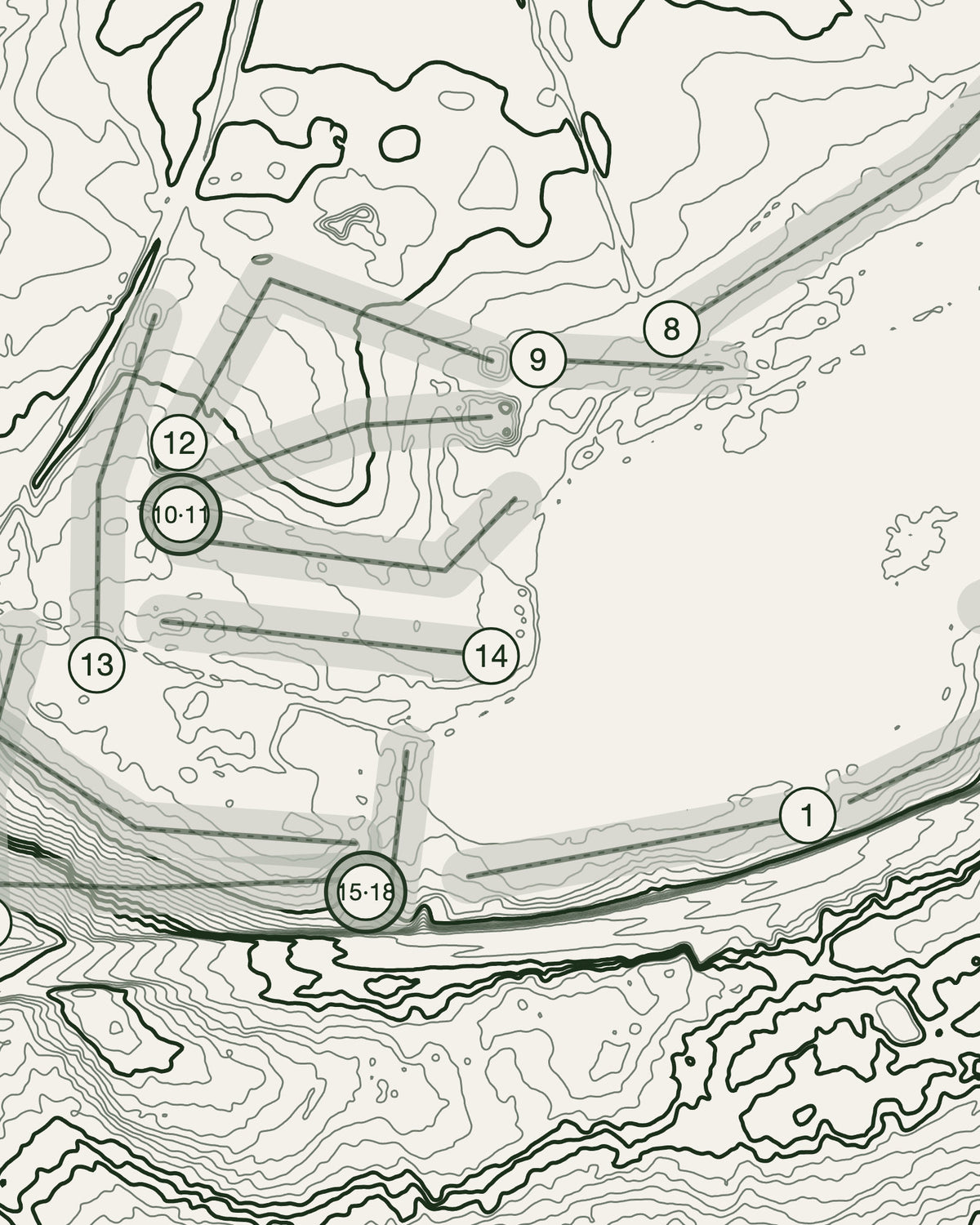 Pike Hills, Yorkshire print, contour detail