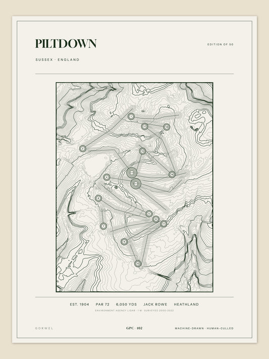 Piltdown, Sussex topographic golf course print