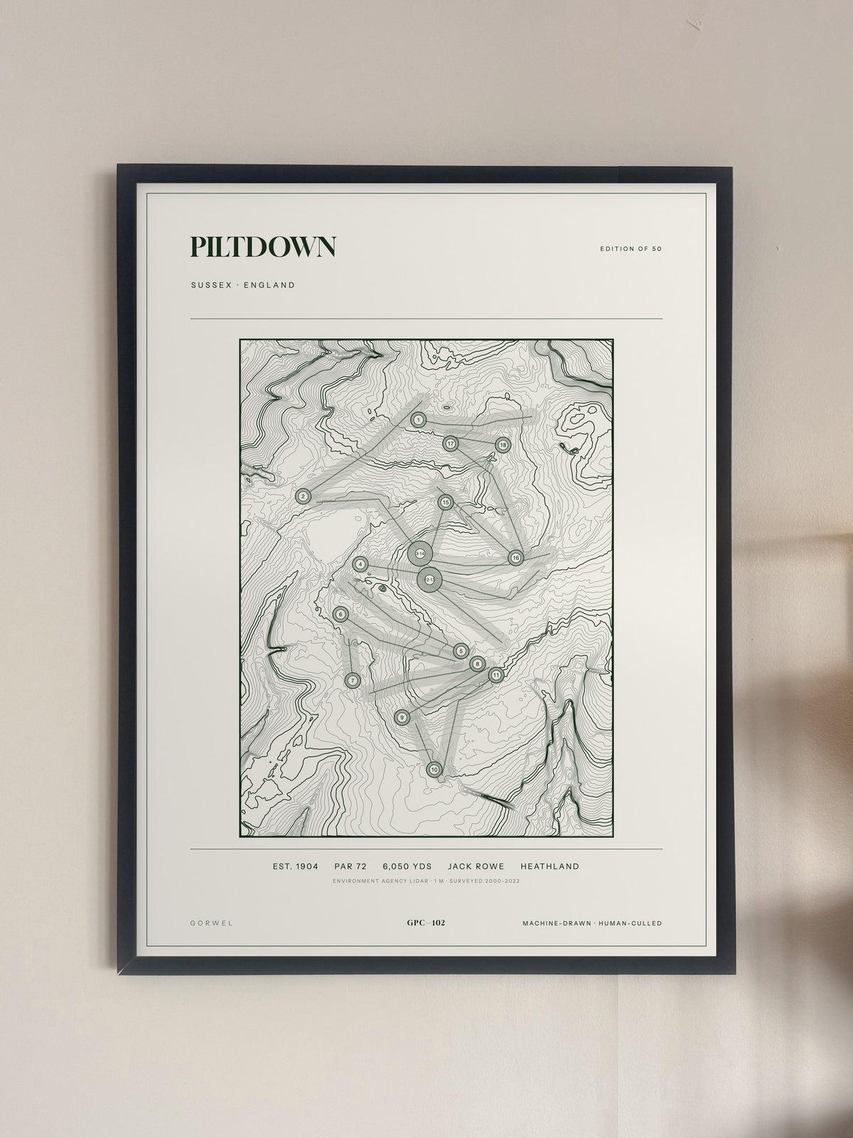 Piltdown, Sussex print, framed, on a wall