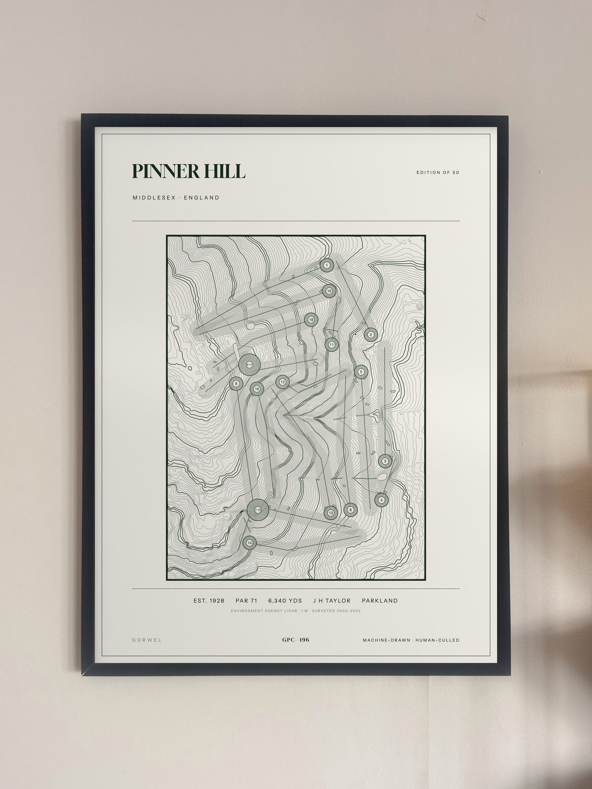 Pinner Hill, Middlesex print, framed, on a wall