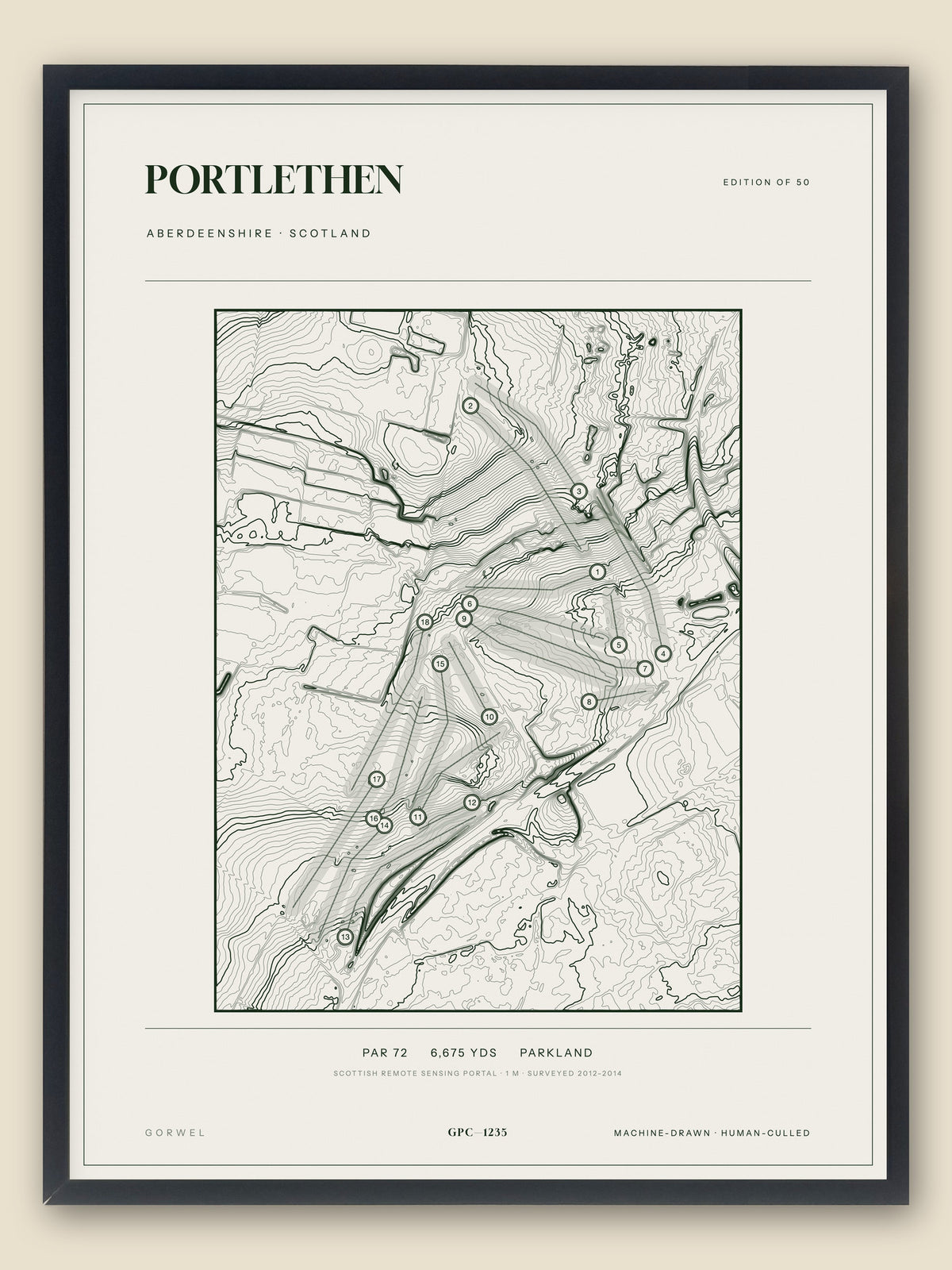 Portlethen topographic golf course print — catalogue plate — Gorwel Print Co