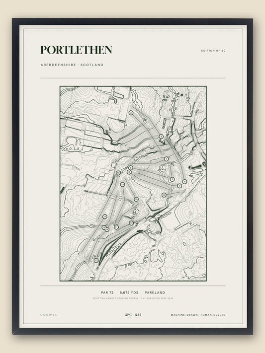 Portlethen topographic golf course print — catalogue plate — Gorwel Print Co
