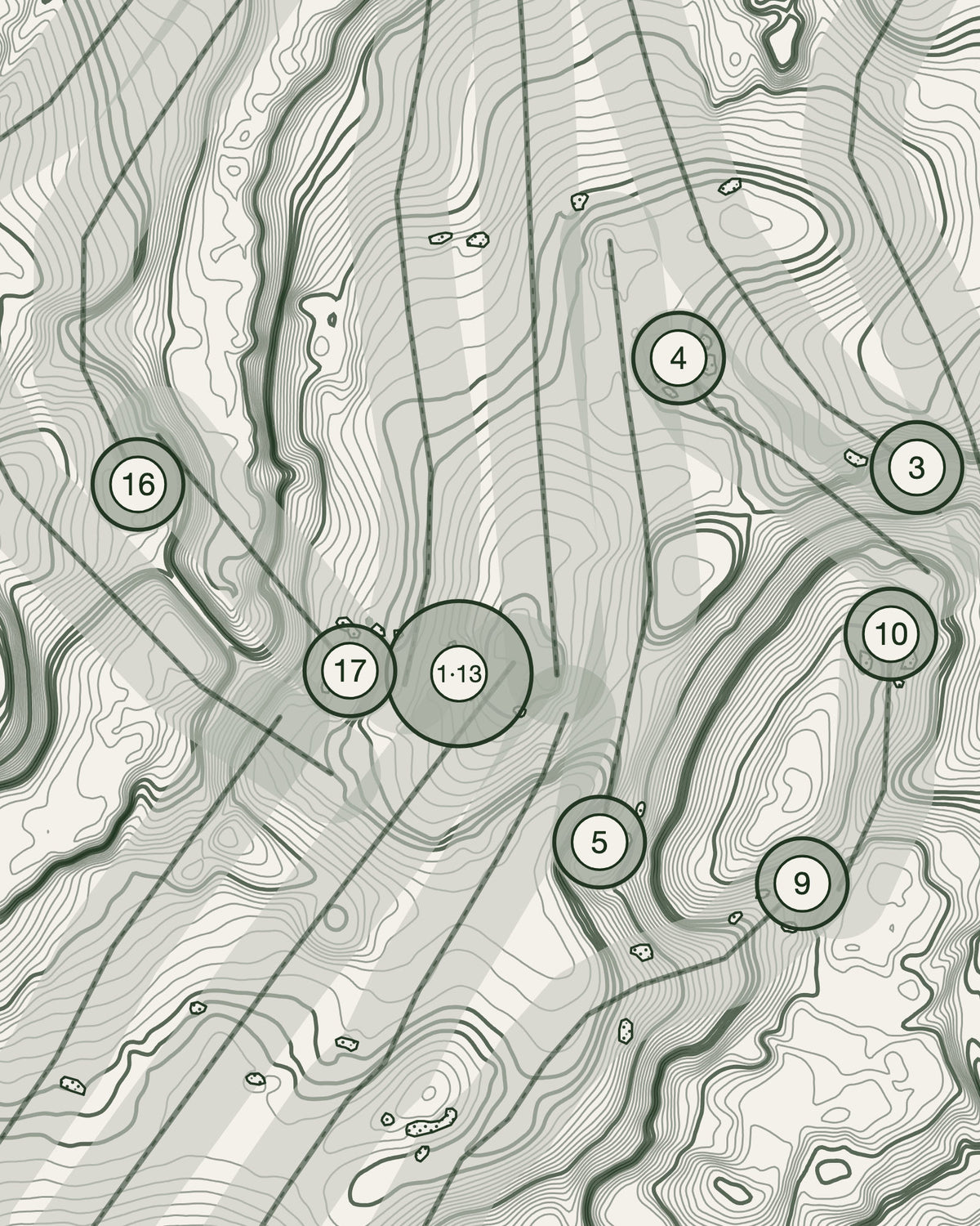 Prestbury, Cheshire print, contour detail