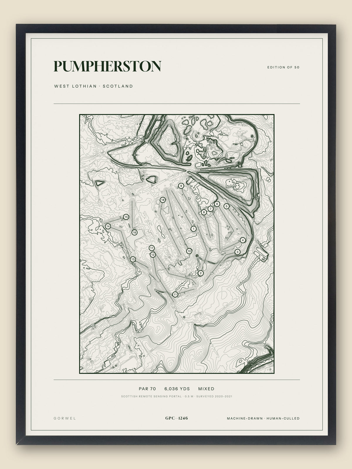 Pumpherston topographic golf course print — catalogue plate — Gorwel Print Co