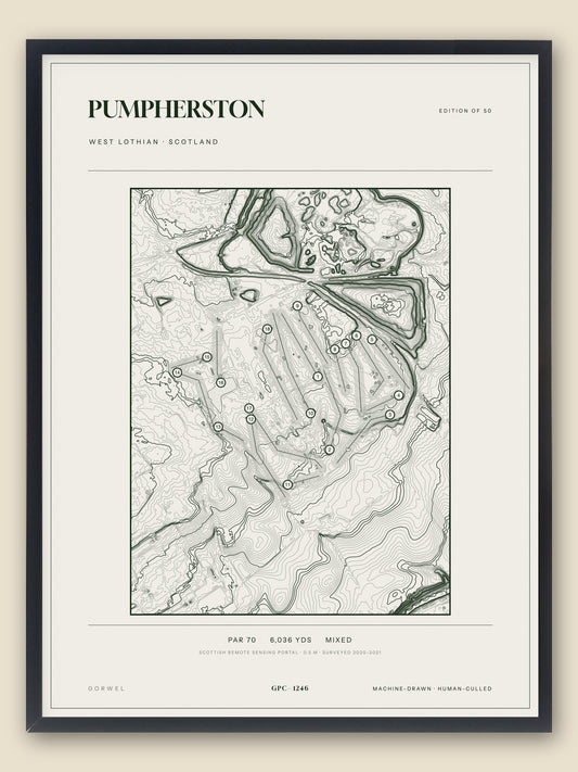 Pumpherston topographic golf course print — catalogue plate — Gorwel Print Co