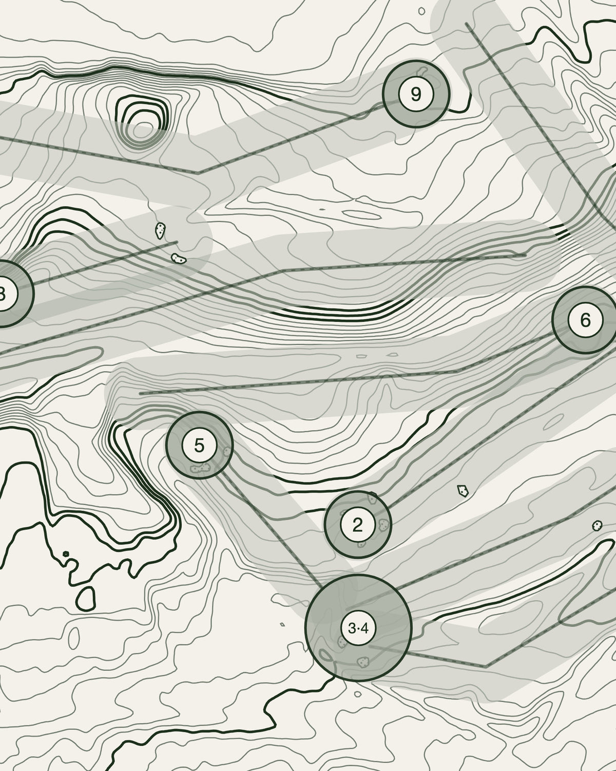Queens Park, Cheshire print, contour detail