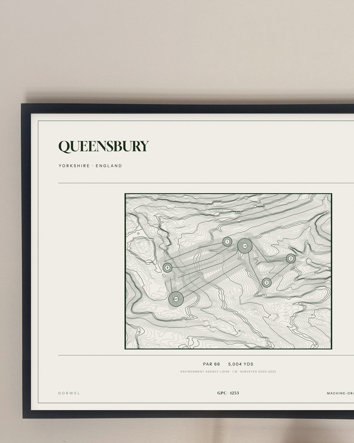 Queensbury, Yorkshire print, framed, on a wall