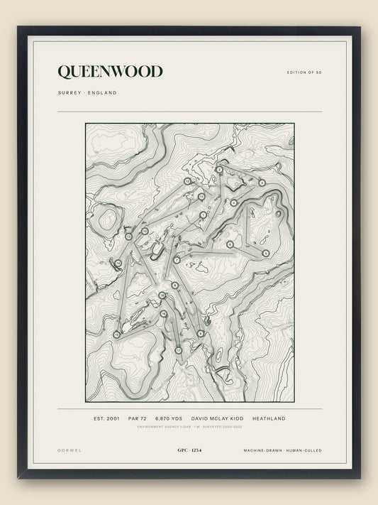 Queenwood topographic golf course print — catalogue plate — Gorwel Print Co