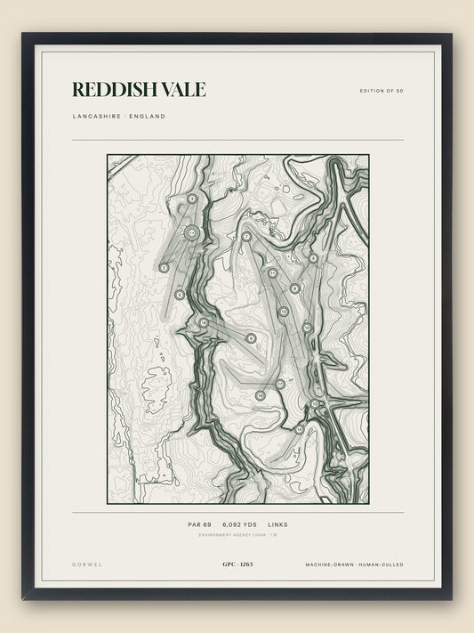 Reddish Vale topographic golf course print — catalogue plate — Gorwel Print Co