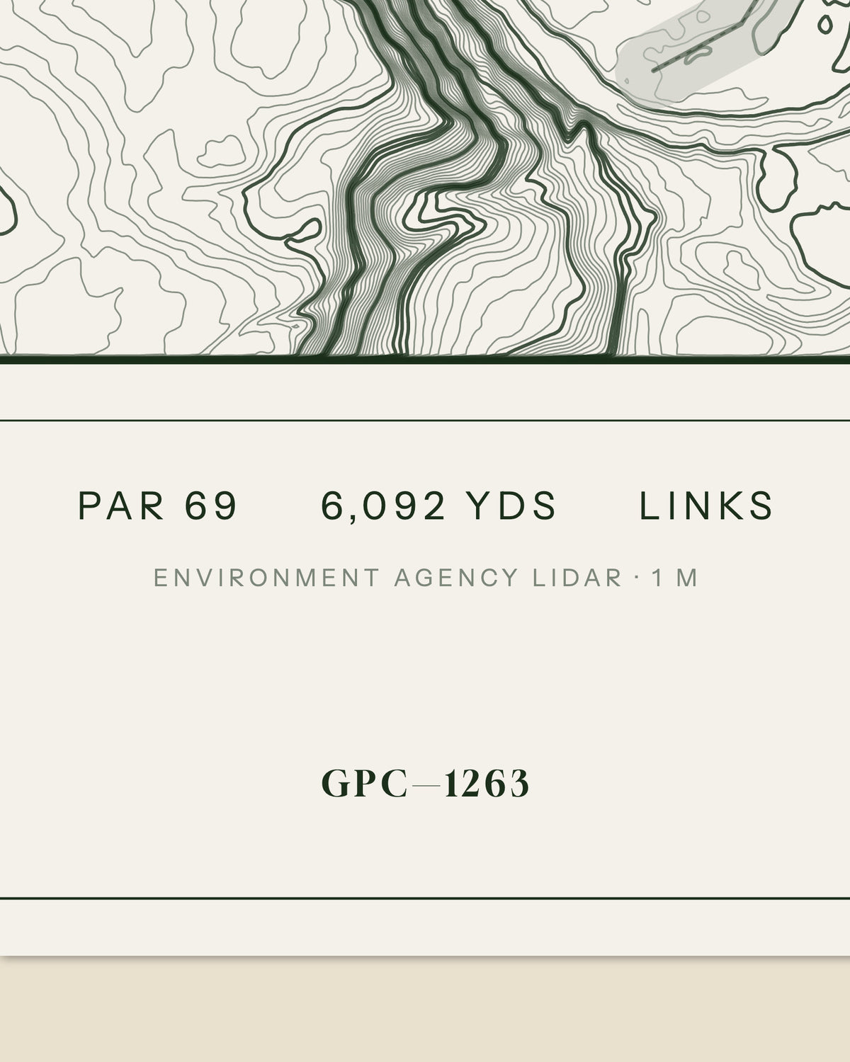 Reddish Vale topographic golf course print — data strip and edition mark — Gorwel Print Co