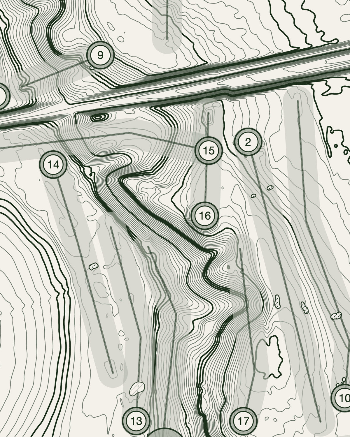 Retford, Nottinghamshire print, contour detail