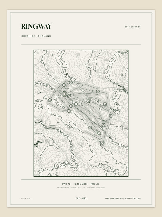 Ringway, Cheshire topographic golf course print