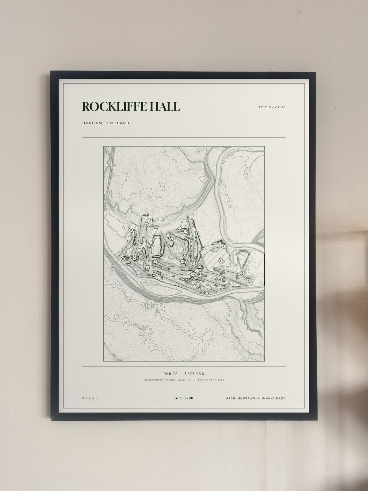 Rockliffe Hall, Durham print, framed, on a wall