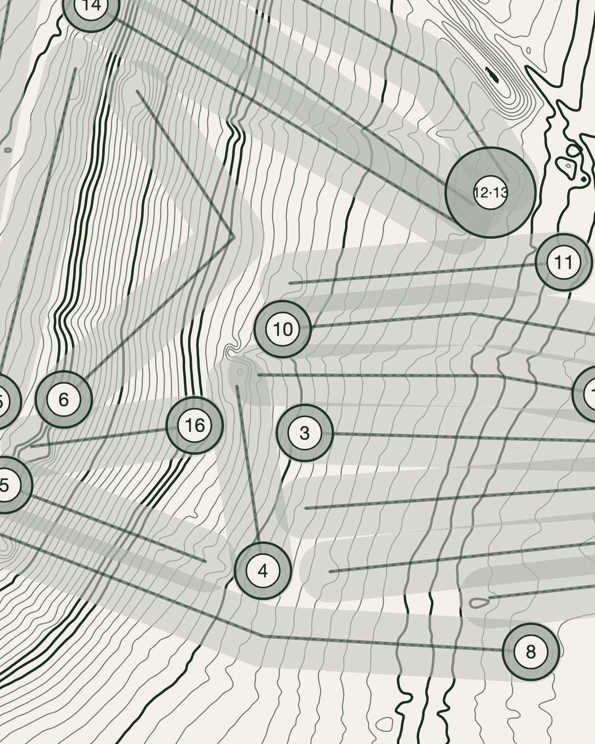 Rodway Hill, Gloucestershire print, contour detail