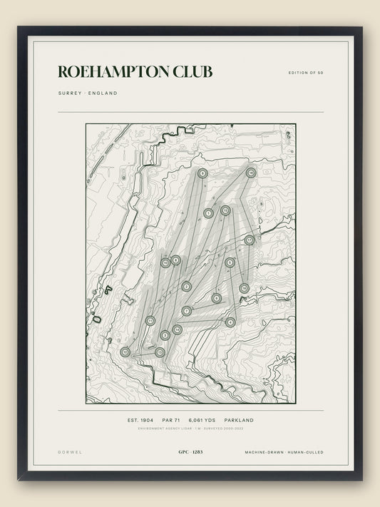 Roehampton Club topographic golf course print — catalogue plate — Gorwel Print Co