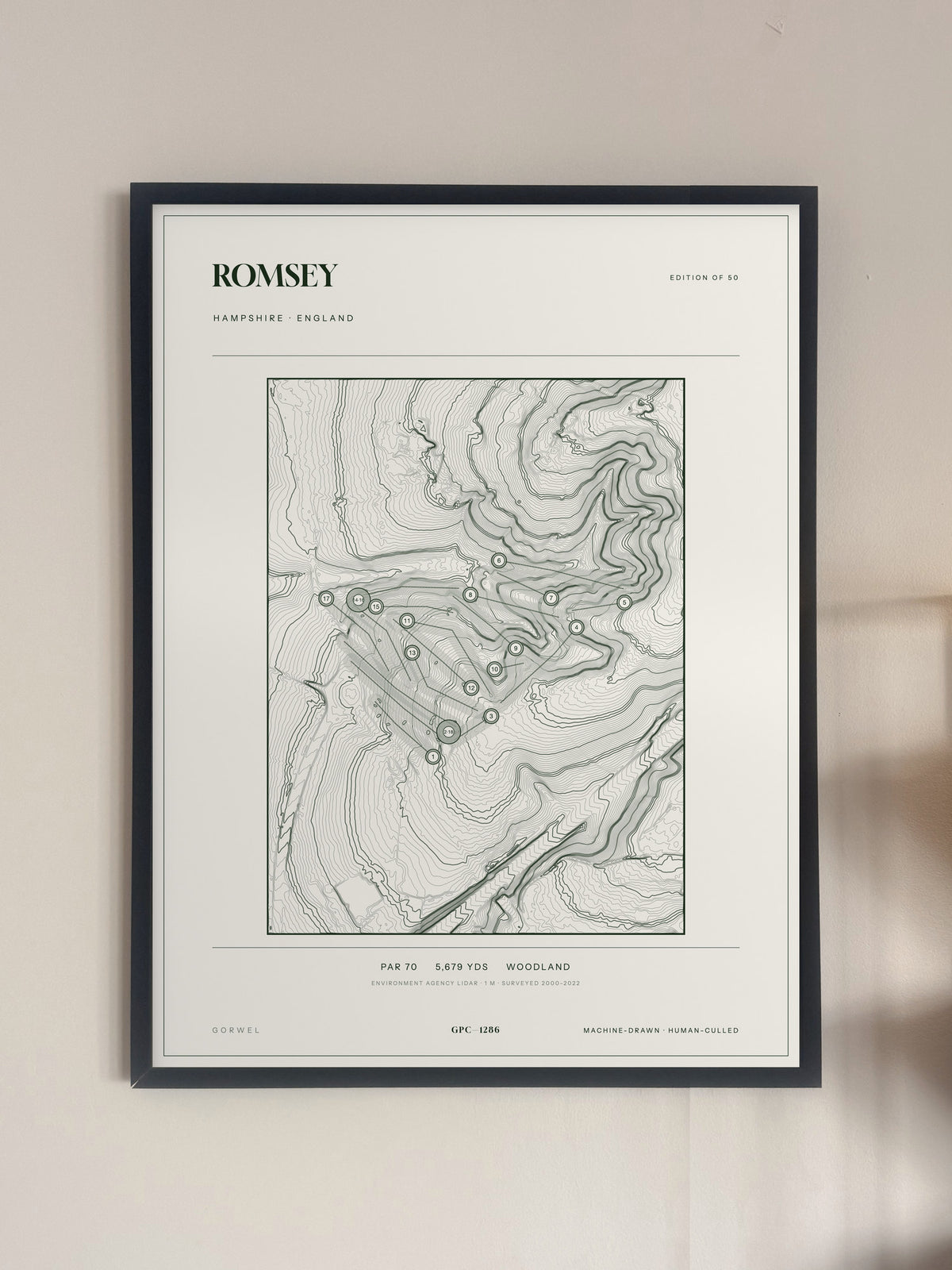 Romsey, Hampshire print, framed, on a wall