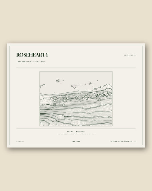 Rosehearty, Aberdeenshire topographic golf course print