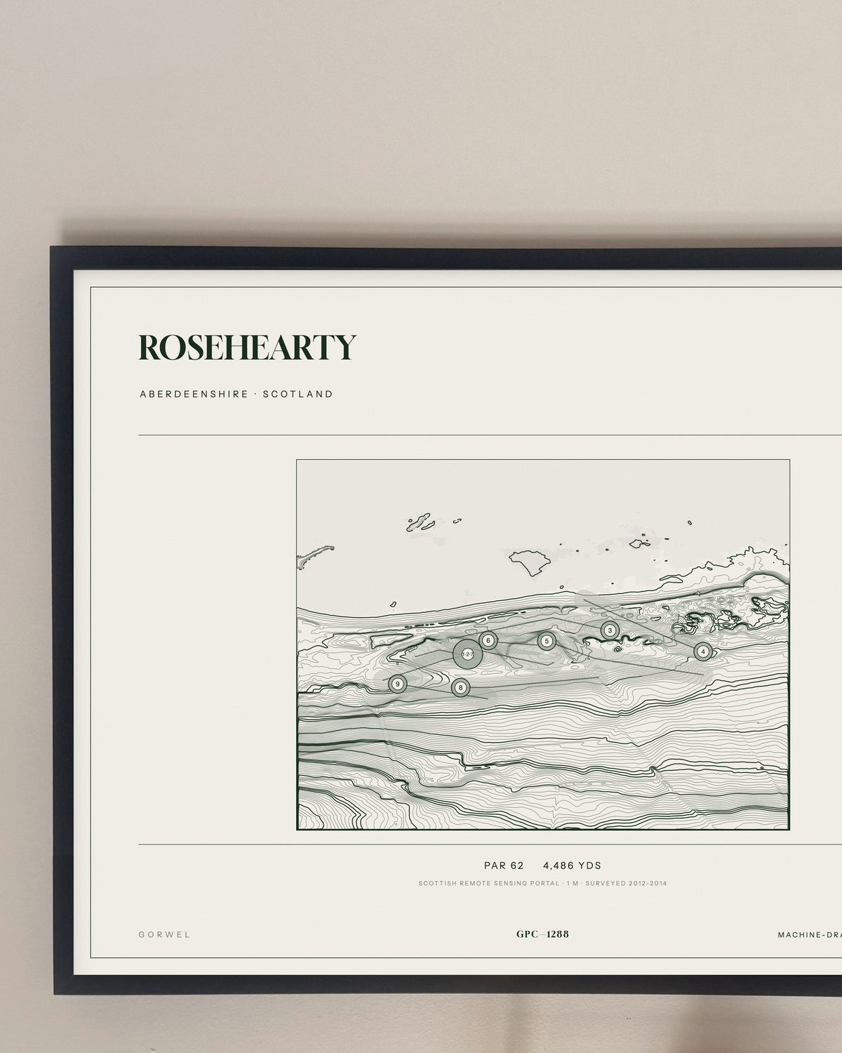 Rosehearty, Aberdeenshire print, framed, on a wall