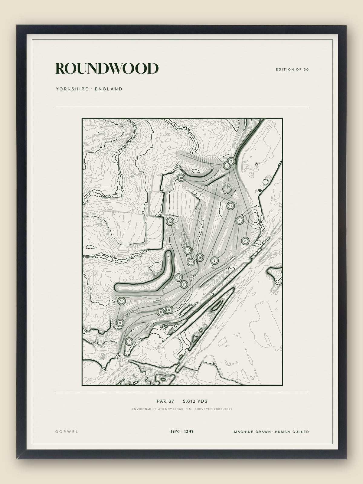 Roundwood topographic golf course print — catalogue plate — Gorwel Print Co