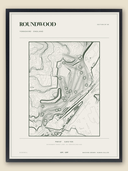 Roundwood topographic golf course print — catalogue plate — Gorwel Print Co