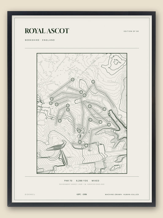 Royal Ascot topographic golf course print — catalogue plate — Gorwel Print Co