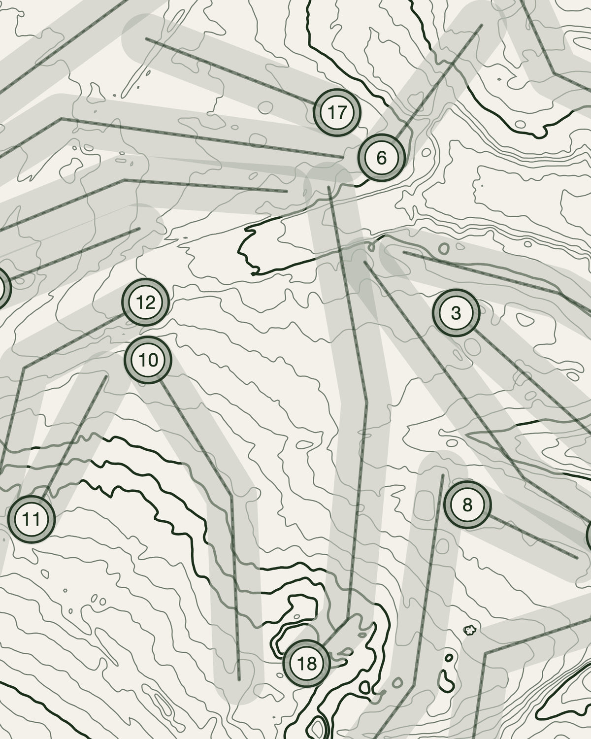 Royal Ascot topographic golf course print — contour detail — Gorwel Print Co