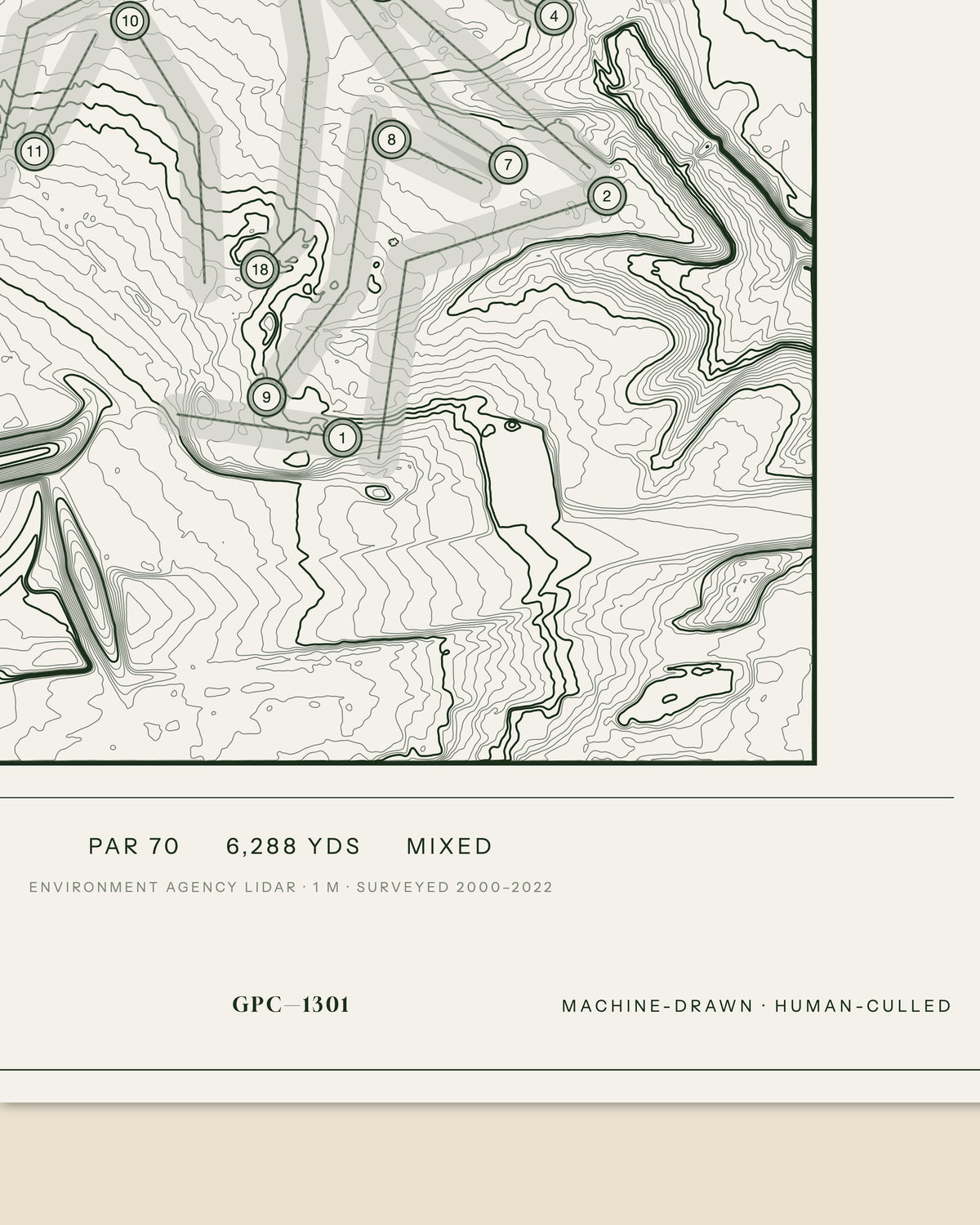 Royal Ascot topographic golf course print — data strip and edition mark — Gorwel Print Co