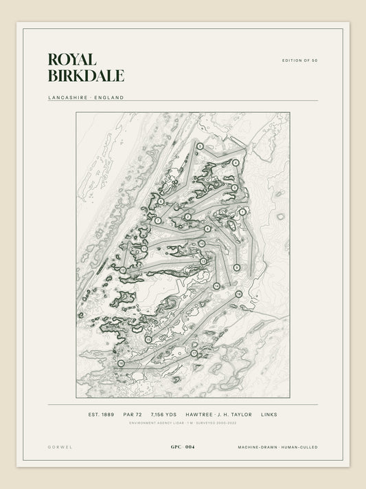 Royal Birkdale, Lancashire topographic golf course print