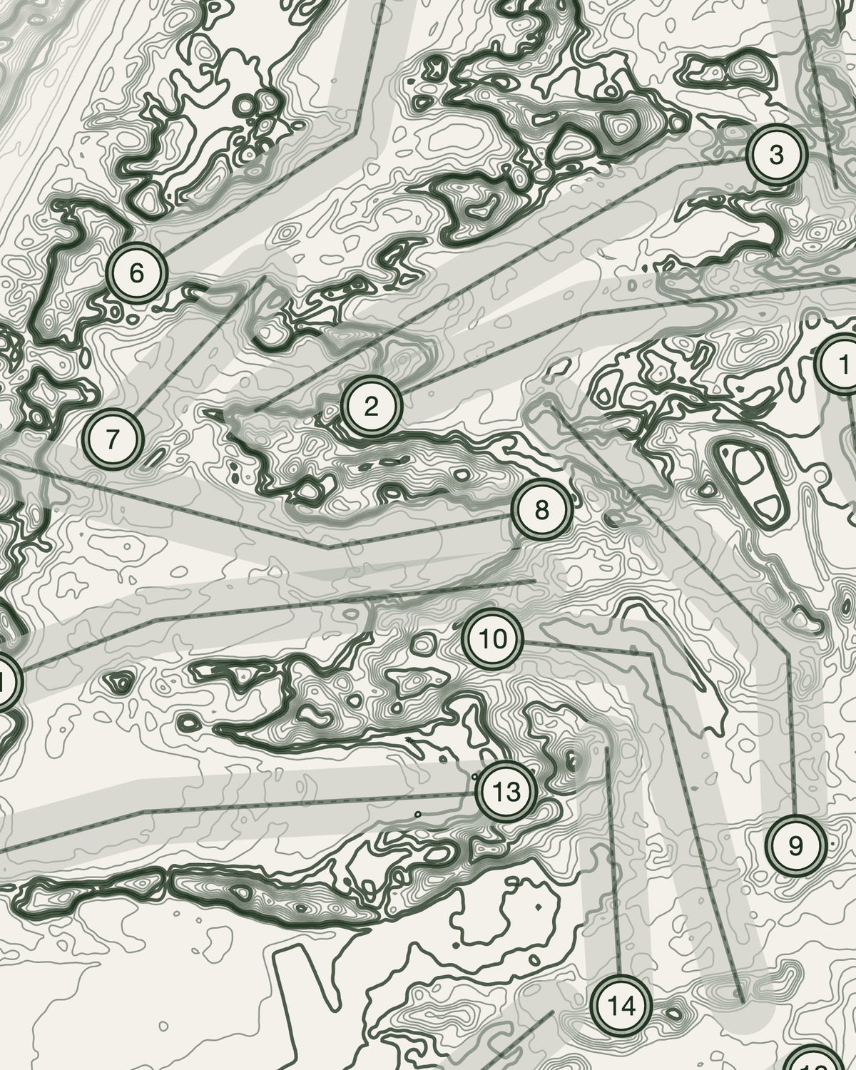 Royal Birkdale, Lancashire print, contour detail