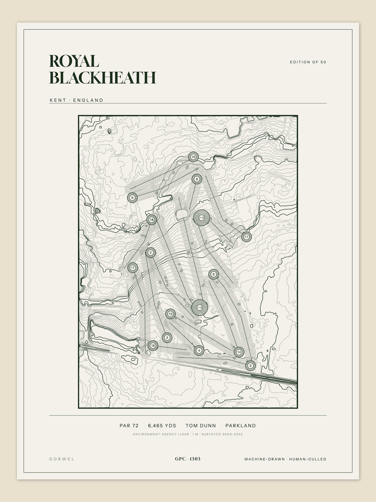 Royal Blackheath, Kent topographic golf course print