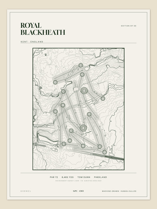 Royal Blackheath, Kent topographic golf course print