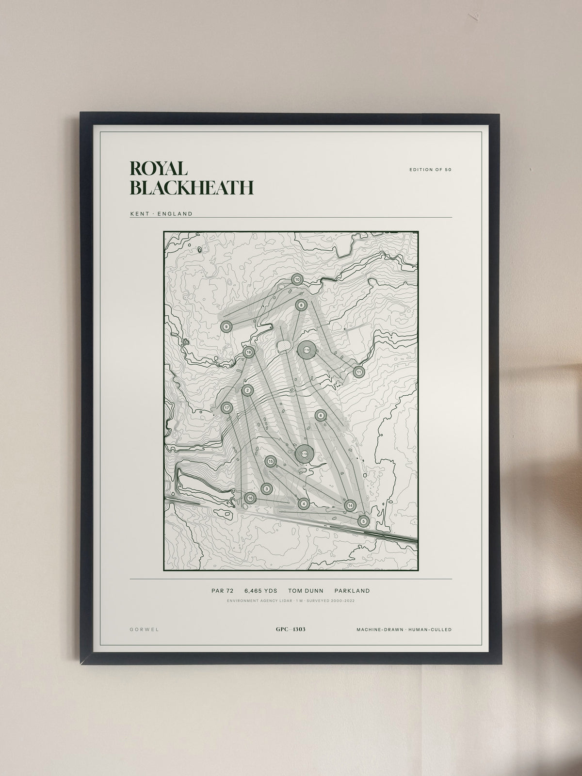 Royal Blackheath, Kent print, framed, on a wall