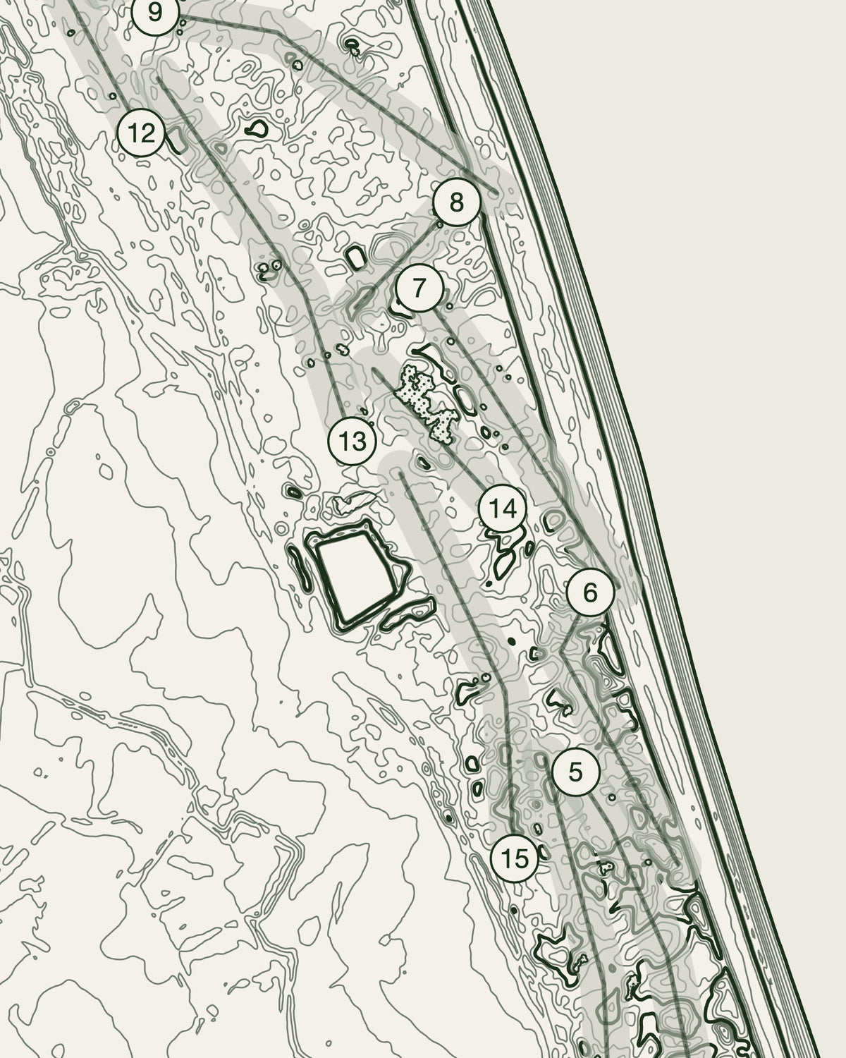 Royal Cinque Ports, Kent print, contour detail