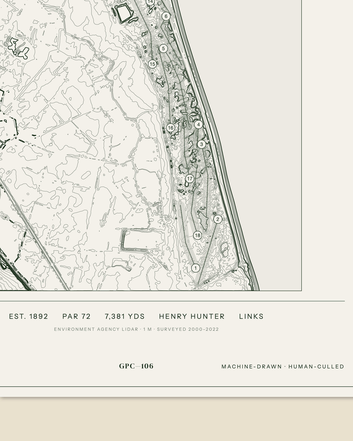 Royal Cinque Ports, Kent print, data strip and edition mark