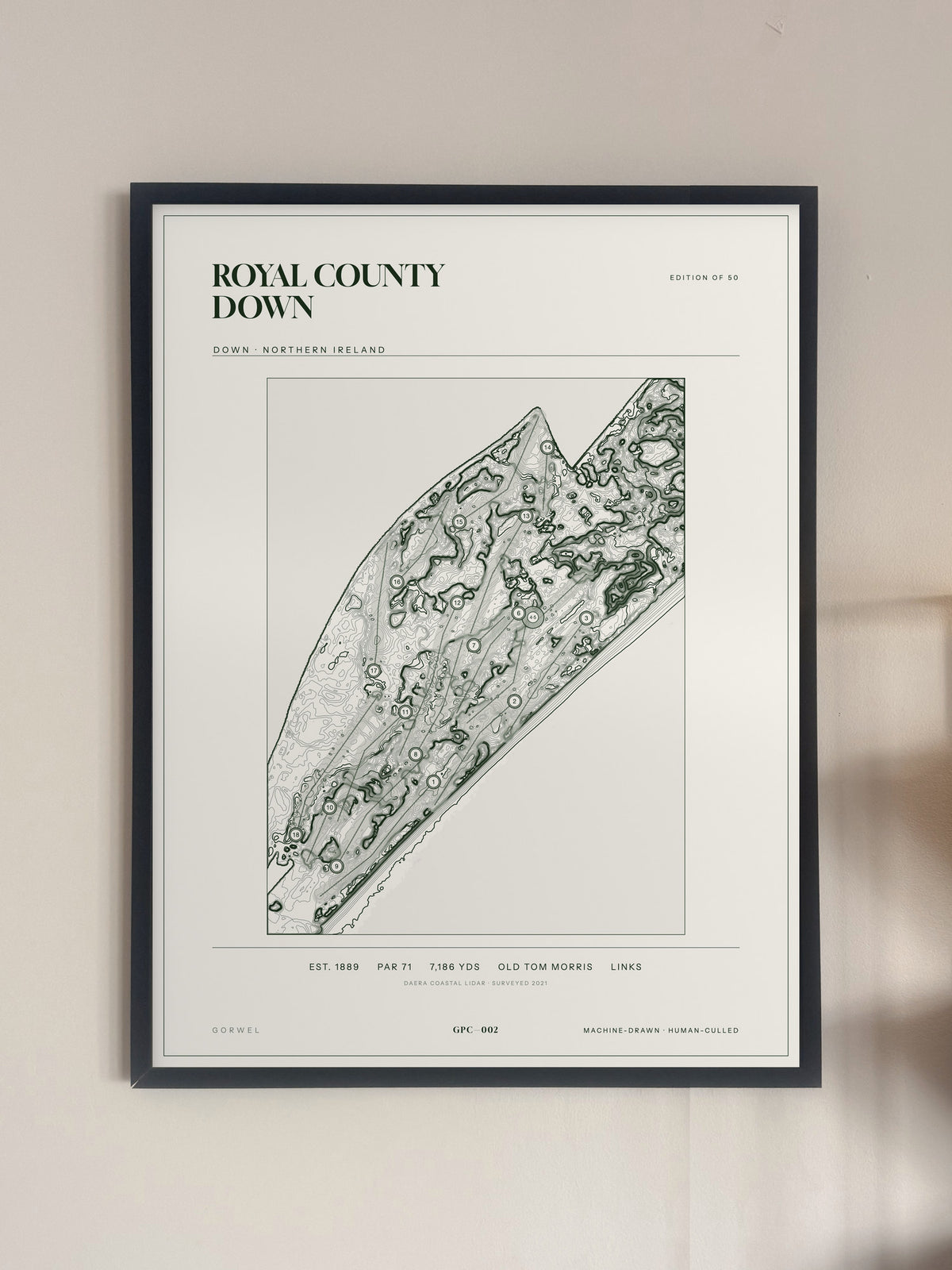 Royal County Down, Down print, framed, on a wall
