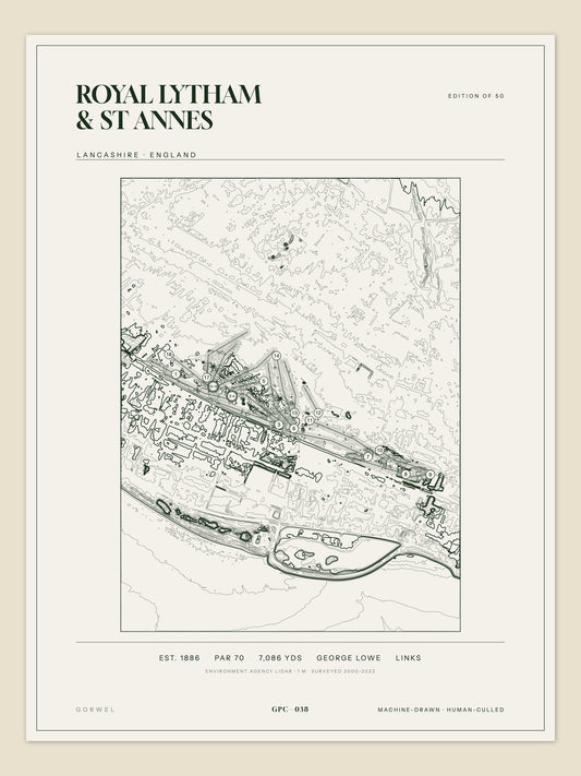 Royal Lytham & St Annes, Lancashire topographic golf course print