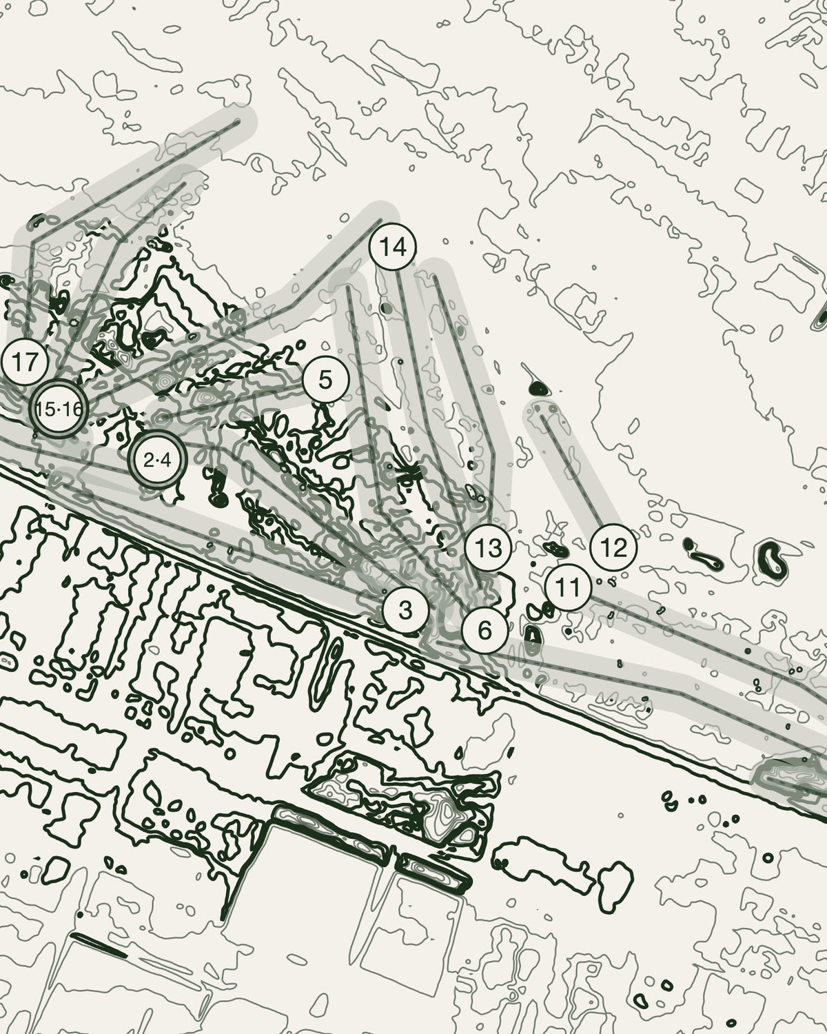 Royal Lytham & St Annes, Lancashire print, contour detail