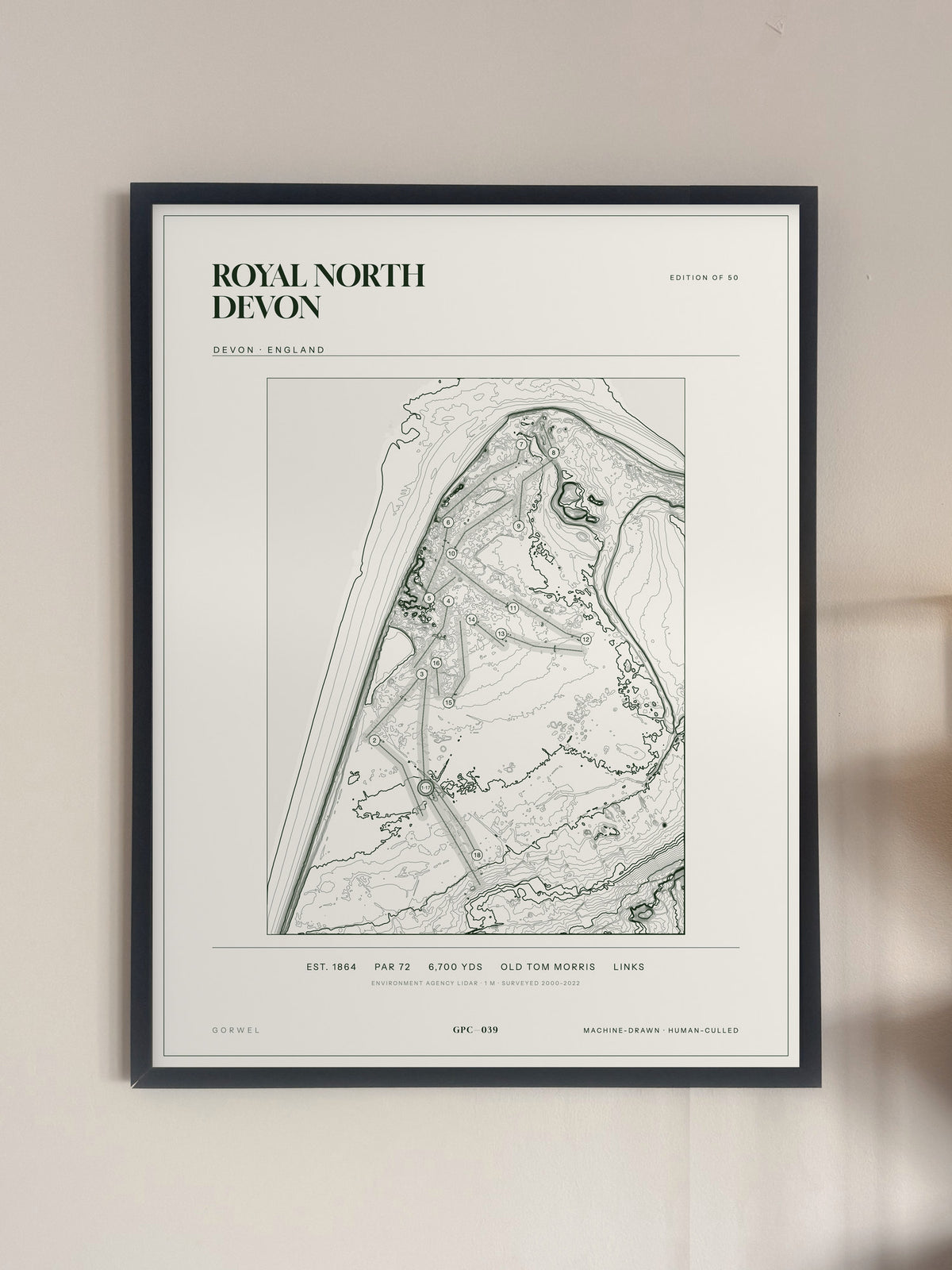 Royal North Devon, Devon print, framed, on a wall