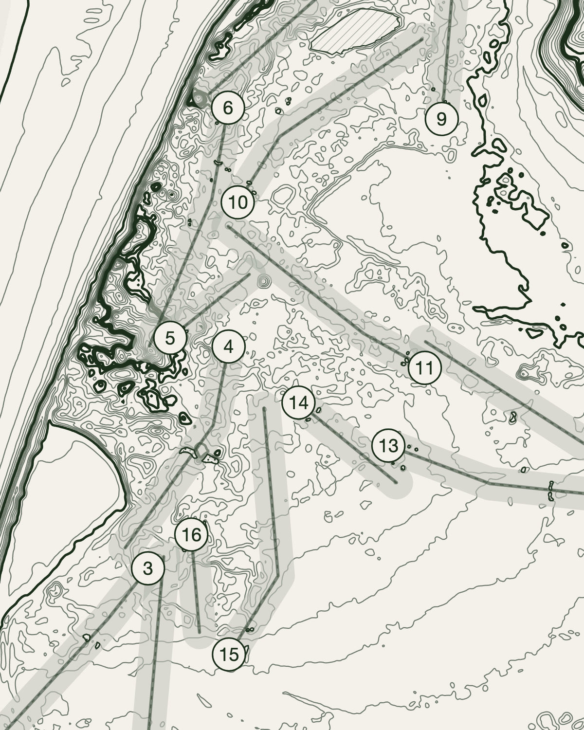 Royal North Devon, Devon print, contour detail