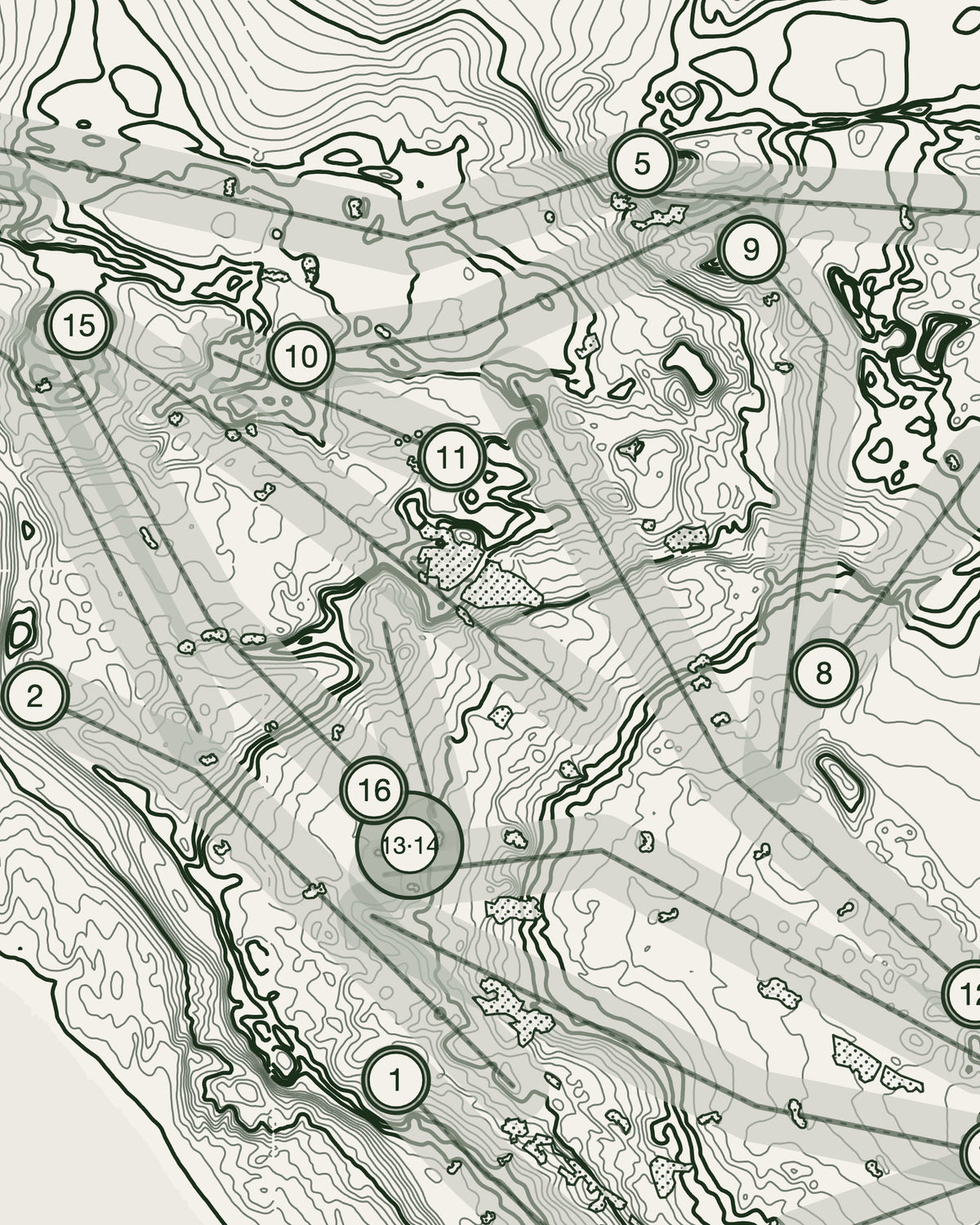 Royal Porthcawl, Glamorgan print, contour detail