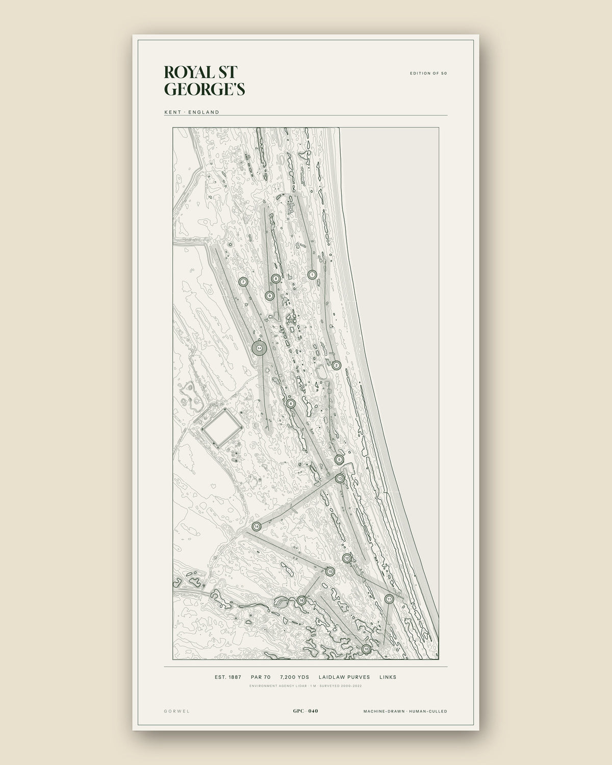 Royal St George's, Kent topographic golf course print