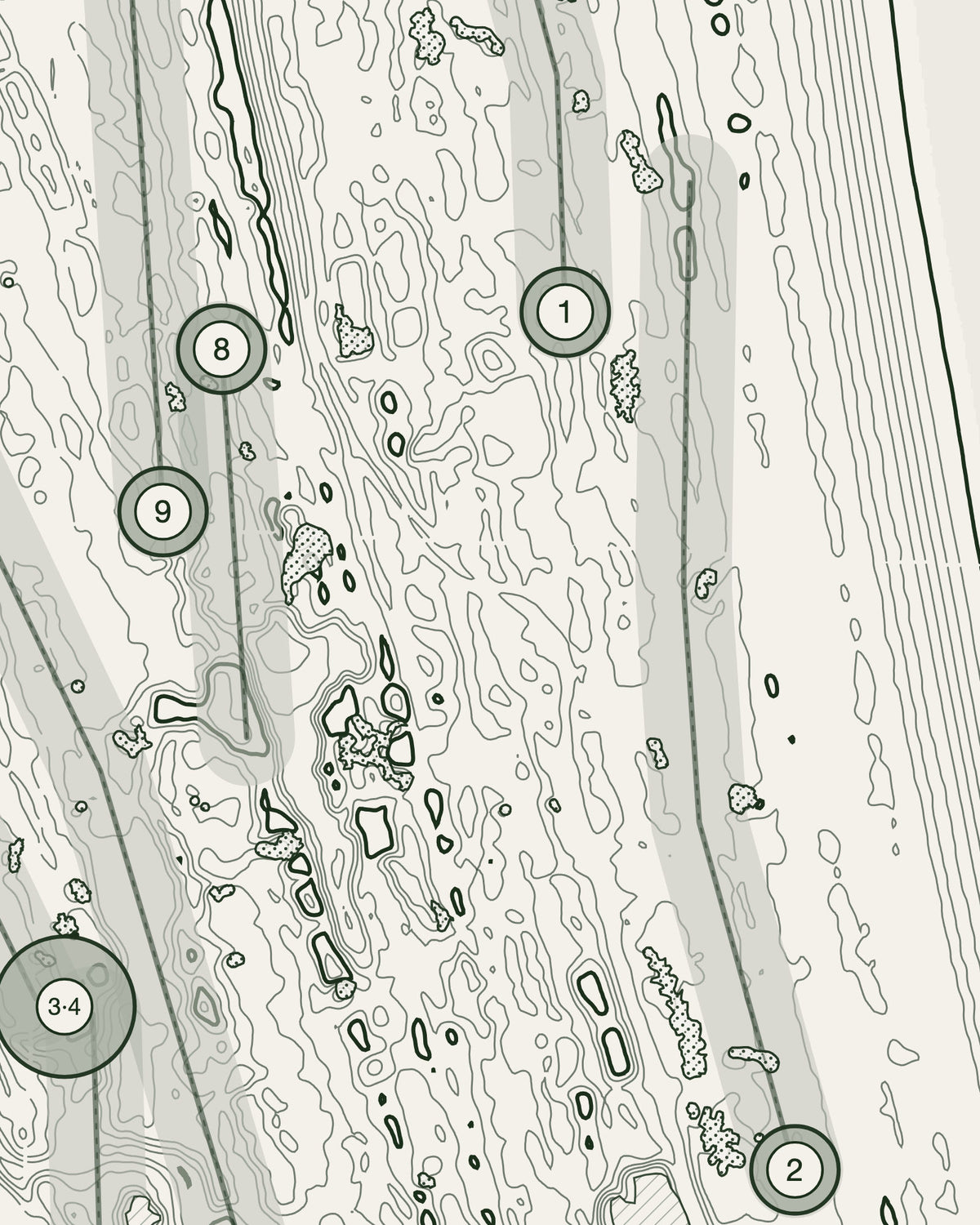 Royal St George's, Kent print, contour detail